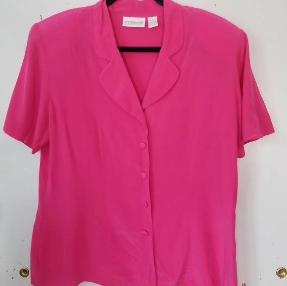 Vintage Hot Pink Silk Blouse by Liz Claiborne Barbiecore 12 - Picture 8 of 8